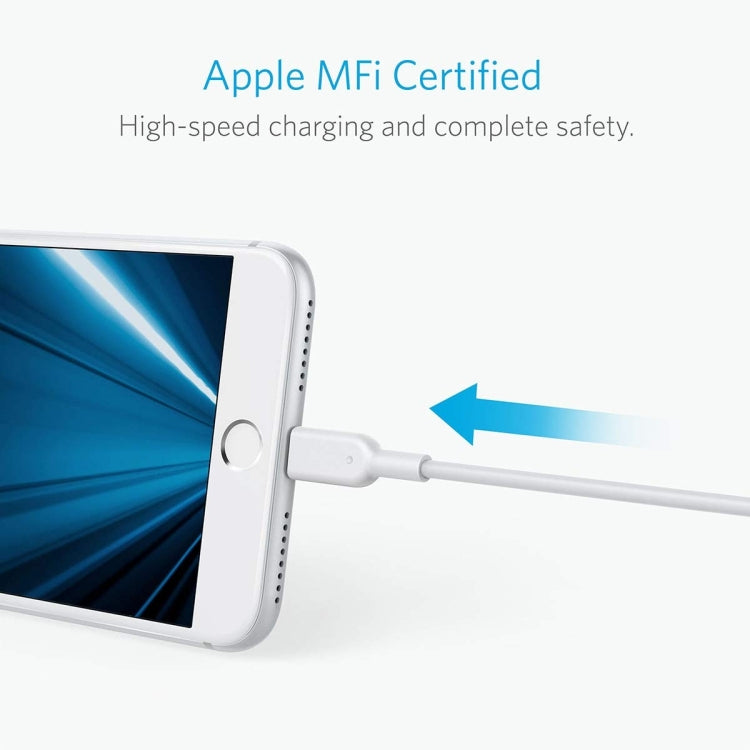 ANKER PowerLine II USB to 8 Pin MFI Certificated Charging Data Cable, Length: 0.9m(White) - Apple Accessories by ANKER | Online Shopping UK | buy2fix