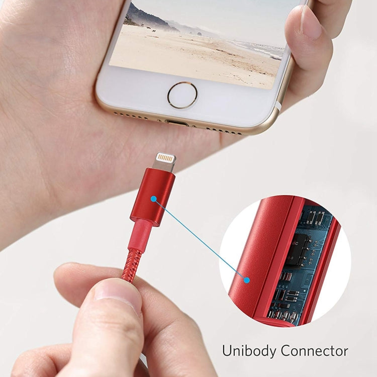ANKER USB to 8 Pin Apple MFI Certificated Nylon Weaving Charging Data Cable, Length: 1m(Red) - Apple Accessories by ANKER | Online Shopping UK | buy2fix