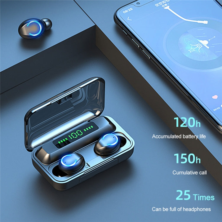 F9-9 TWS CVC8.0 Noise Cancelling Bluetooth Earphone with Charging Box, Support Touch Lighting Effect & Three-screen LED Power Display & Power Bank & Mobile Phone Holder & HD Call & Voice Assistant(Blue) - TWS Earphone by buy2fix | Online Shopping UK | buy2fix