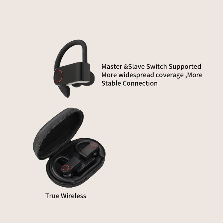 JHO-A9 TWS  Wireless Hanging Ear Type Bluetooth Earphone with Charging + Storage Integrated Zipper Bag, Support Voice Control(Black) - TWS Earphone by buy2fix | Online Shopping UK | buy2fix