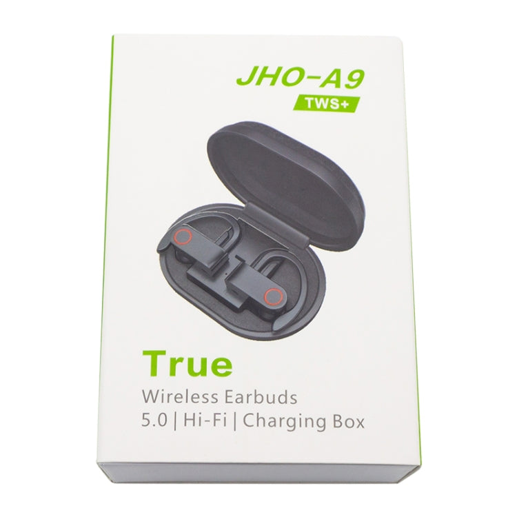 JHO-A9 TWS  Wireless Hanging Ear Type Bluetooth Earphone with Charging + Storage Integrated Zipper Bag, Support Voice Control(Black) - TWS Earphone by buy2fix | Online Shopping UK | buy2fix