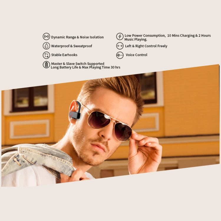 JHO-A9 TWS  Wireless Hanging Ear Type Bluetooth Earphone with Charging + Storage Integrated Zipper Bag, Support Voice Control(Black) - TWS Earphone by buy2fix | Online Shopping UK | buy2fix