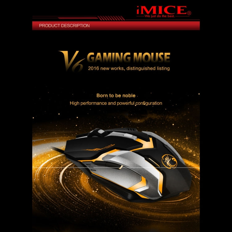 iMICE V6 LED Colorful Light USB 6 Buttons 3200 DPI Wired Optical Gaming Mouse for Computer PC Laptop(White) - Wired Mice by iMICE | Online Shopping UK | buy2fix