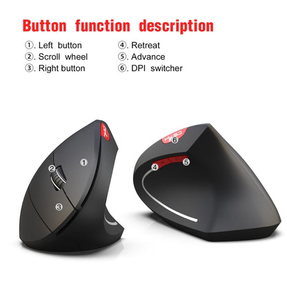 HXSJ T29 Bluetooth 3.0 Wireless Bluetooth 6-Keys 2400 DPI Adjustable Ergonomics Optical Vertical Mouse(Grey) - Wireless Mice by HXSJ | Online Shopping UK | buy2fix