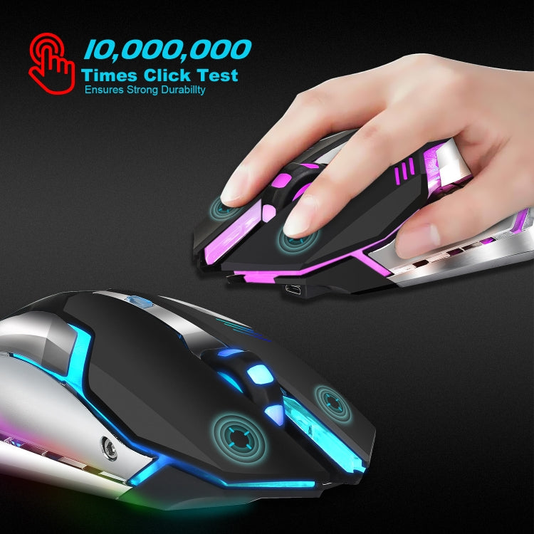 HXSJ M10 2.4GHz 6-keys USB Rechargeable Colorful Lighting Ergonomic 2400DPI Wireless Optical Gaming Mouse for Desktop Computers - Wireless Mice by HXSJ | Online Shopping UK | buy2fix