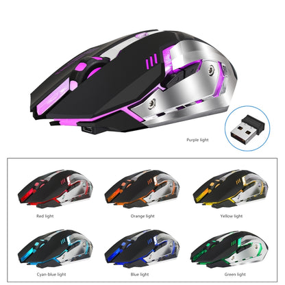 HXSJ M10 2.4GHz 6-keys USB Rechargeable Colorful Lighting Ergonomic 2400DPI Wireless Optical Gaming Mouse for Desktop Computers - Wireless Mice by HXSJ | Online Shopping UK | buy2fix