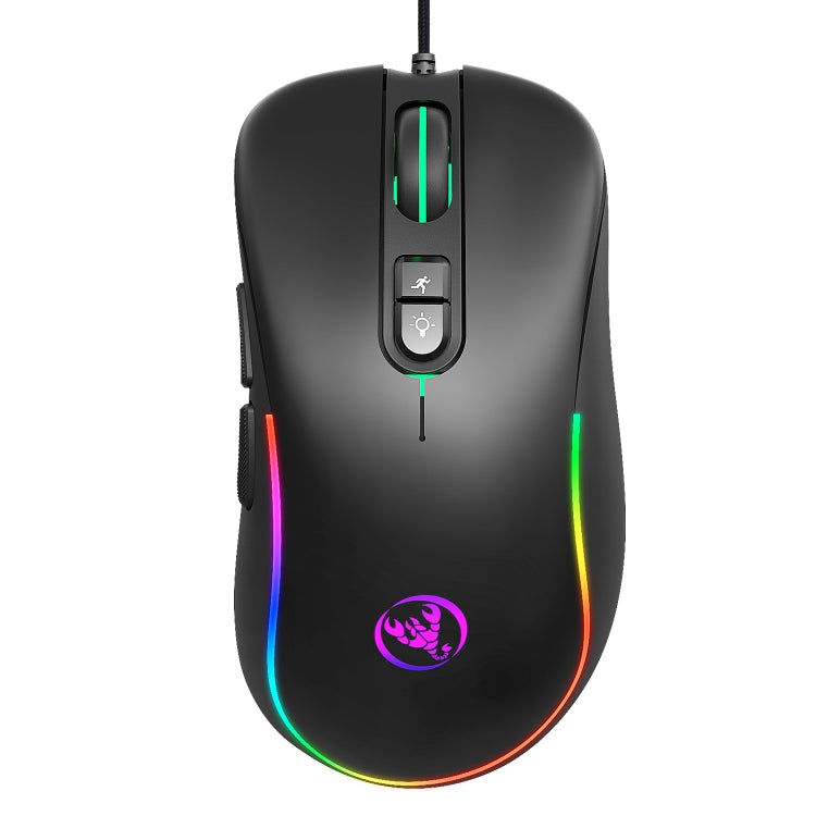 HXSJ J300 7 Keys RGB Lighting Programmable Gaming Wired Mouse(Black) - Wired Mice by HXSJ | Online Shopping UK | buy2fix