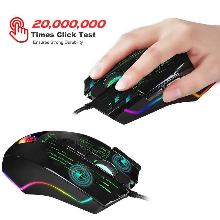 HXSJ J500 7 Keys RGB Programmable Display Screen Gaming Wired Mouse - Wired Mice by HXSJ | Online Shopping UK | buy2fix