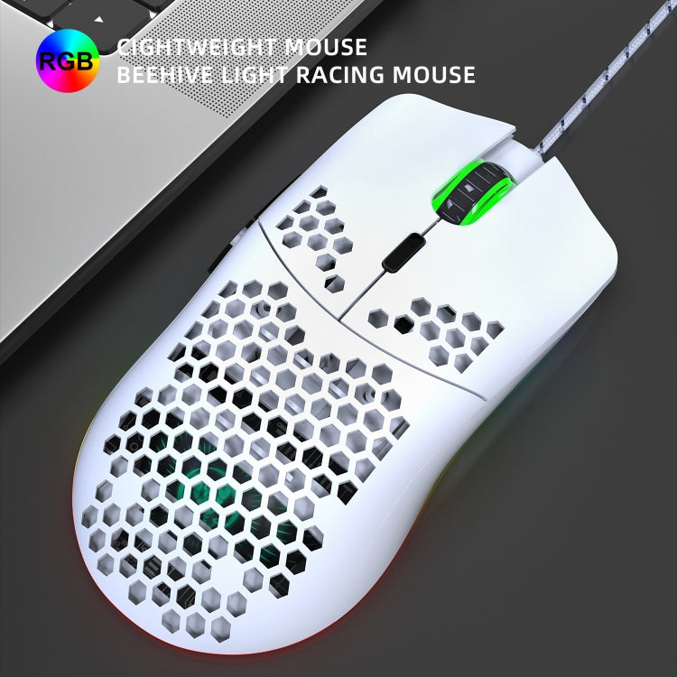 HXSJ J900 6 Keys RGB Lighting Programmable Gaming Wired Mouse (White) - Wired Mice by HXSJ | Online Shopping UK | buy2fix