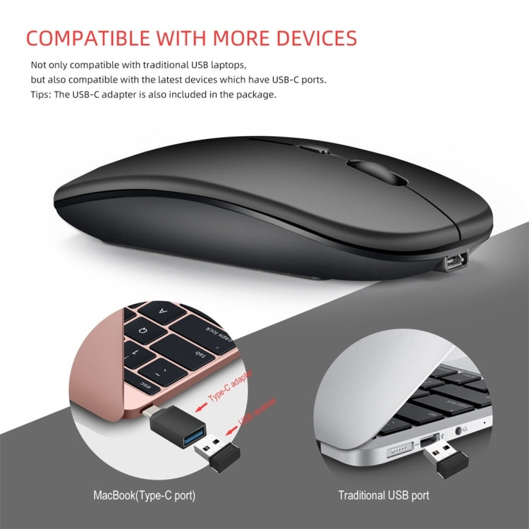 HXSJ M90 2.4GHz Ultrathin Mute Rechargeable Dual Mode Wireless Bluetooth Notebook PC Mouse (White) - Wireless Mice by HXSJ | Online Shopping UK | buy2fix