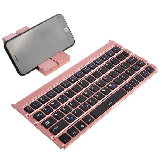 GK808 Ultra-thin Foldable Bluetooth V3.0 Keyboard, Built-in Holder, Support Android / iOS / Windows System(Rose Gold) - Wireless Keyboard by buy2fix | Online Shopping UK | buy2fix