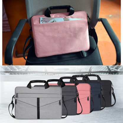 15.6 inch Breathable Wear-resistant Fashion Business Shoulder Handheld Zipper Laptop Bag with Shoulder Strap (Pink) - 14.1 inch by buy2fix | Online Shopping UK | buy2fix