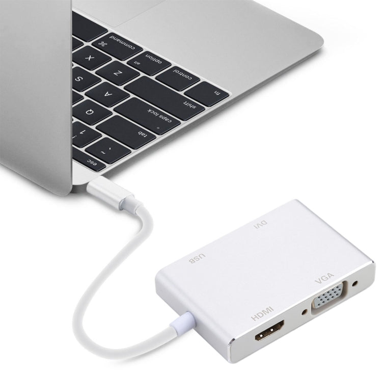 4 in 1 Hub USB-C / Type-C to VGA & DVI & HDMI & USB Adapter - Audio Adapter by buy2fix | Online Shopping UK | buy2fix