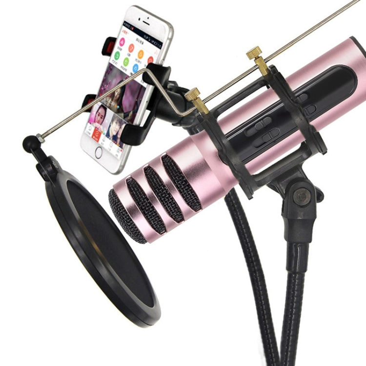 BGN-C7 Condenser Microphone Dual Mobile Phone Karaoke Live Singing Microphone Built-in Sound Card(Pink) - Consumer Electronics by buy2fix | Online Shopping UK | buy2fix