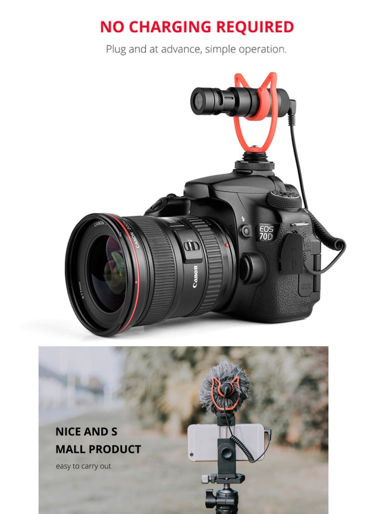 YELANGU MIC10 YLG9920A Professional Interview Condenser Video Shotgun Microphone with 3.5mm Audio Cable for DSLR & DV Camcorder (Black) - Camera Microphone by YELANGU | Online Shopping UK | buy2fix