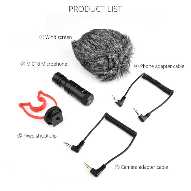 YELANGU MIC10 YLG9920A Professional Interview Condenser Video Shotgun Microphone with 3.5mm Audio Cable for DSLR & DV Camcorder (Black) - Camera Microphone by YELANGU | Online Shopping UK | buy2fix