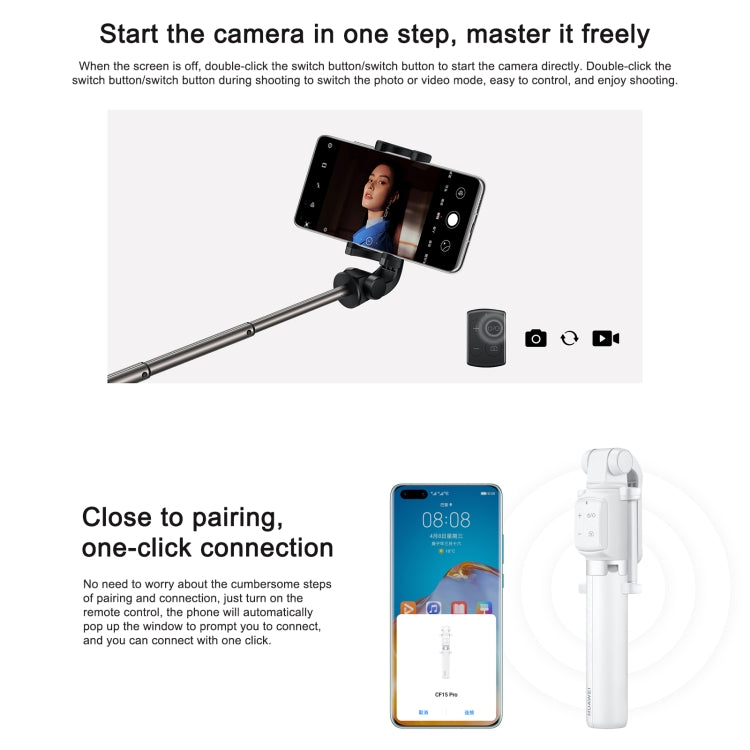 Original Huawei Wireless Bluetooth Tripod Self Timer Selfie Stick (White) - Selfie Sticks by Huawei | Online Shopping UK | buy2fix