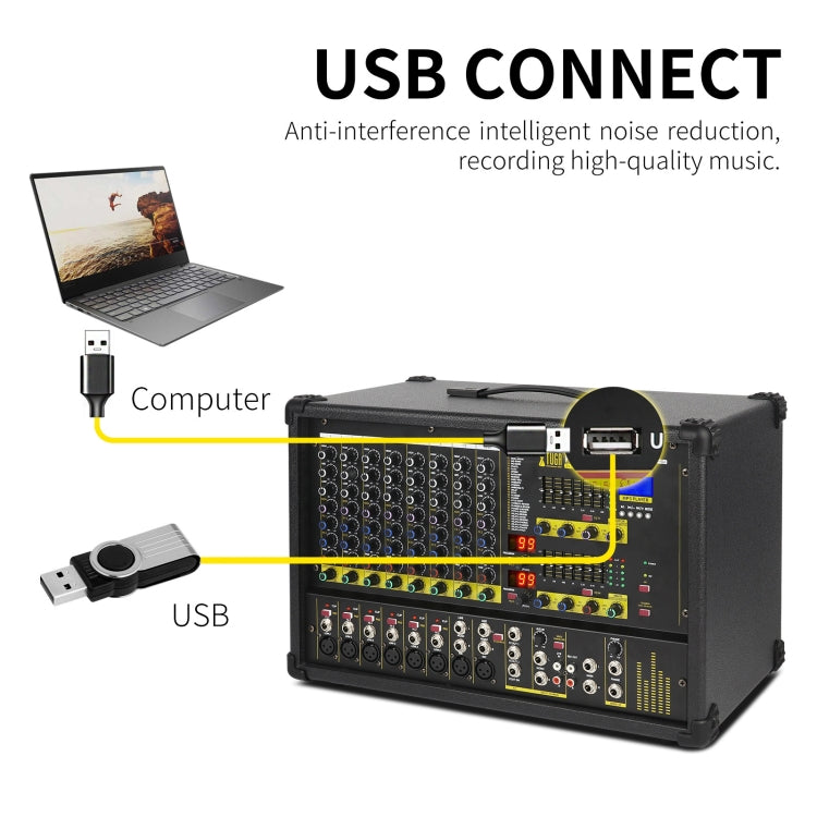 XTUGA PM1202 900W 10 Channel Stage Power Mixer 24Bit Multil-FX Processor Dual 99 DSP Effect DJ Amplifier (AU Plug) - Live Sound Effects Processors by XTUGA | Online Shopping UK | buy2fix