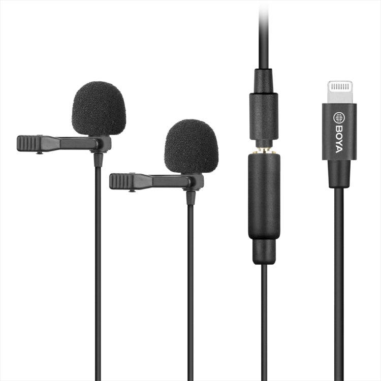 BOYA BY-M2D 8 Pin Interface Omnidirectional Lavalier Bimitral Head Digital Microphone, Length: 6m (Black) - Consumer Electronics by BOYA | Online Shopping UK | buy2fix