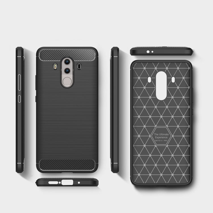 For Huawei  Mate 10 Pro Brushed Texture Carbon Fiber Shockproof TPU Rugged Armor Protective Case (Black) - Mobile Accessories by buy2fix | Online Shopping UK | buy2fix