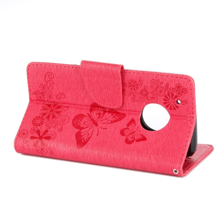 For Motorola Moto G5 Plus Pressed Flowers Butterfly Pattern Horizontal Flip Leather Case with Holder & Card Slots & Wallet(Red) - Motorola Cases by buy2fix | Online Shopping UK | buy2fix