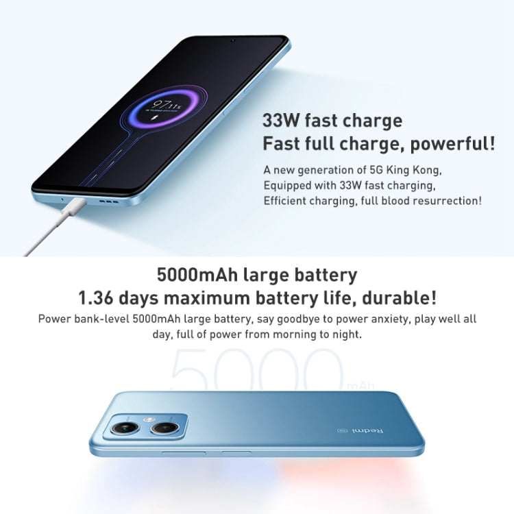 Xiaomi Redmi Note 12 5G, 48MP Camera, 6GB+128GB, Dual Back Cameras, 5000mAh Battery, Side Fingerprint Identification, 6.67 inch MIUI 13 Qualcomm Snapdragon 4 Gen1 Octa Core up to 2.0GHz, Network: 5G, Dual SIM, IR, Not Support Google Play(Black) - Xiaomi Redmi by Xiaomi | Online Shopping UK | buy2fix