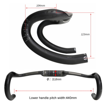 TOSEEK UD Carbon Fiber Texture Road Bike Handlebar, Size: 440mm (UD Matte) - Outdoor & Sports by TOSEEK | Online Shopping UK | buy2fix