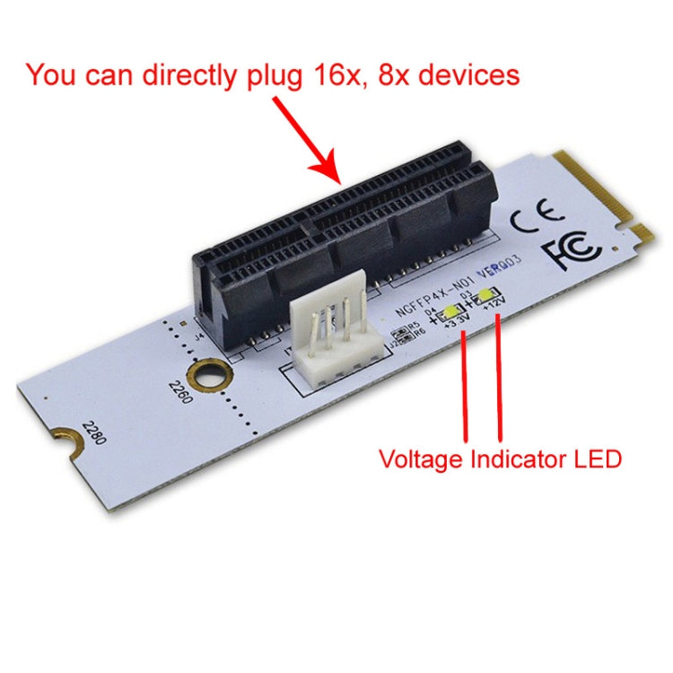 NGFF M.2 Key M to PCI-E 1X / 4X / 8X / 16X Graphics Card Mining Slot Adapter Riser Converter Card with LED -  by buy2fix | Online Shopping UK | buy2fix