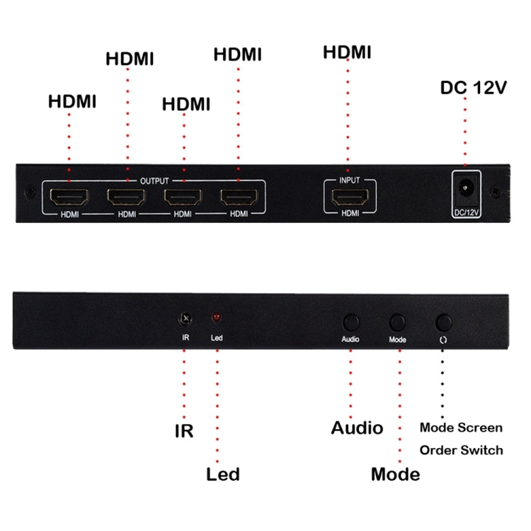 BT14 Ultra HD 4K x 2K 2X2 HDMI TV Wall Controller Multi-screen Splicing Processor - Splitter by buy2fix | Online Shopping UK | buy2fix