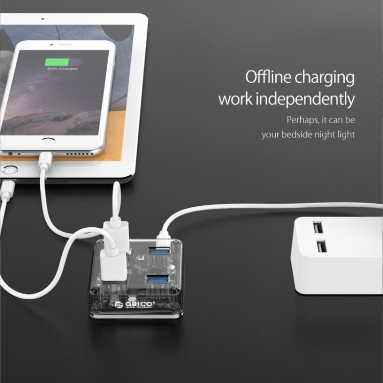 ORICO MH4U-30 USB 3.0 Transparent Desktop HUB with 30cm Micro USB Cable - USB 3.0 HUB by ORICO | Online Shopping UK | buy2fix