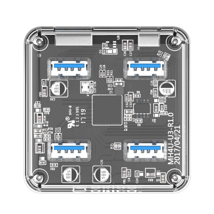 ORICO MH4U-30 USB 3.0 Transparent Desktop HUB with 30cm Micro USB Cable - USB 3.0 HUB by ORICO | Online Shopping UK | buy2fix