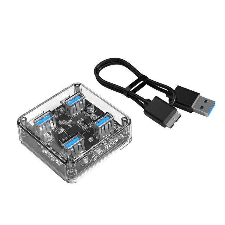 ORICO MH4U-30 USB 3.0 Transparent Desktop HUB with 30cm Micro USB Cable - USB 3.0 HUB by ORICO | Online Shopping UK | buy2fix