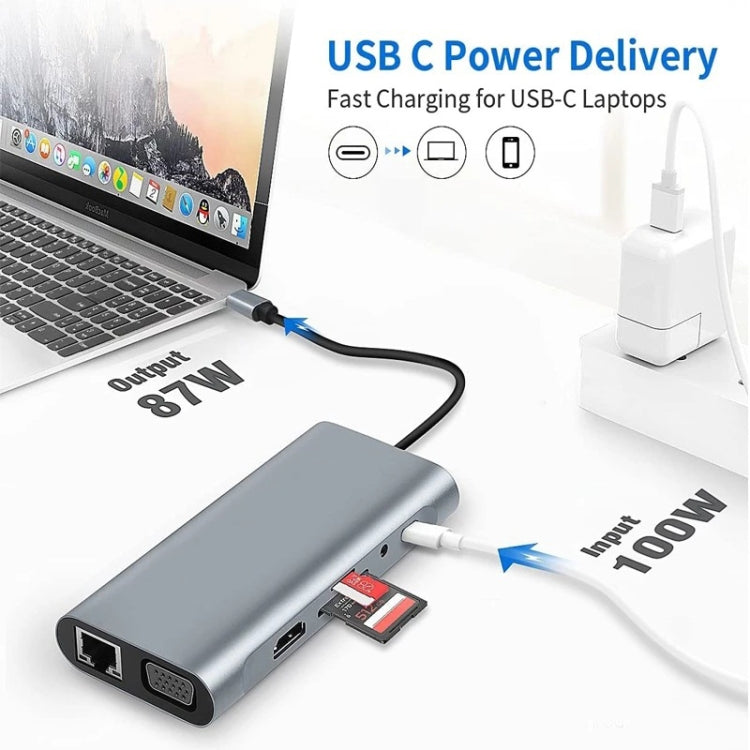 11 in 1 USB-C / Type-C to USB Docking Station HUB Adapter(1000M Network Port) - Computer & Networking by buy2fix | Online Shopping UK | buy2fix