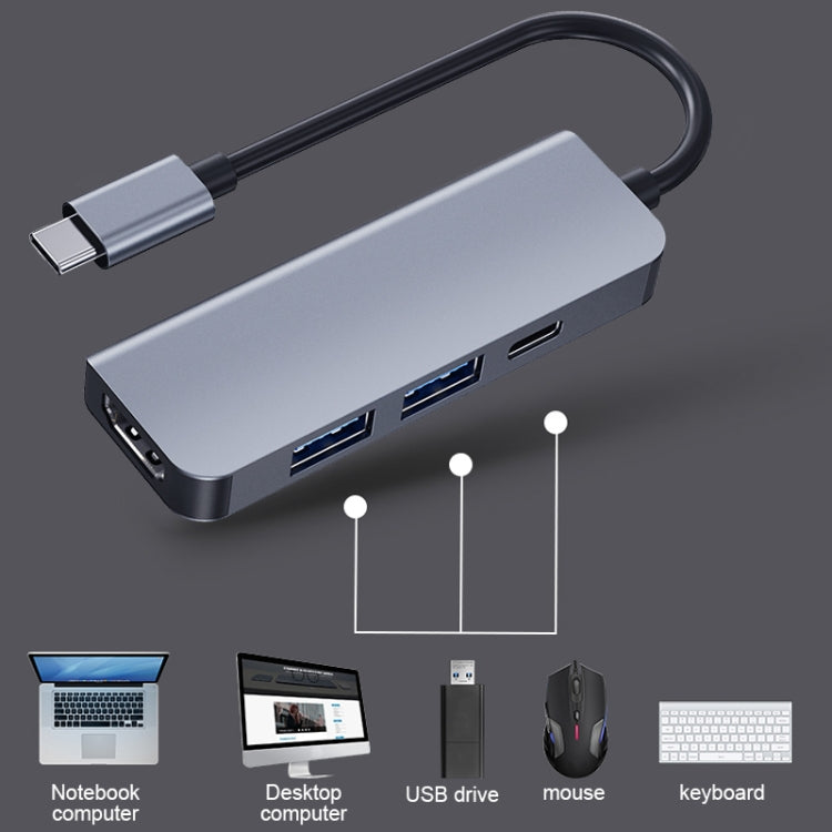 2008N 4 In 1 USB 3.0 x2 + HDMI + PD Multi-function Intelligent Type-C / USB-C HUB Docking Station - Computer & Networking by buy2fix | Online Shopping UK | buy2fix