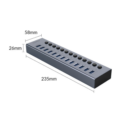 ORICO BT2U3-13AB-GY-BP Multi-Ports Individual Switches HUB, US Plug - USB 3.0 HUB by ORICO | Online Shopping UK | buy2fix