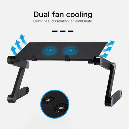 Portable 360 Degree Adjustable Foldable Aluminium Alloy Desk Stand with Double CPU Fans & Mouse Pad for Laptop / Notebook, Desk Size: 480mm x 260mm (Red) - Computer & Networking by buy2fix | Online Shopping UK | buy2fix