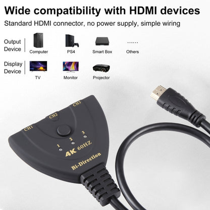 3 x 1 4K 60Hz HDMI Bi-Direction Switcher with Pigtail HDMI Cable - Switch by buy2fix | Online Shopping UK | buy2fix