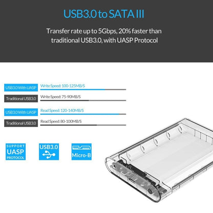 ORICO 3139U3 3.5 inch SATA HDD USB 3.0 Micro B External Hard Drive Enclosure Storage Case(Transparent) -  by ORICO | Online Shopping UK | buy2fix