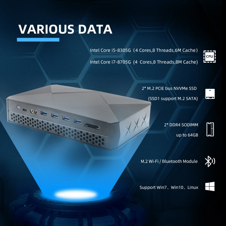 HYSTOU F9 Windows 10 / Linux System Gaming Mini PC, Intel Core i5-8305G 4 Core 8M Cache up to 4.20GHz, 32GB RAM+ 1TB SSD, UK Plug - Windows Mini PCs by HYSTOU | Online Shopping UK | buy2fix