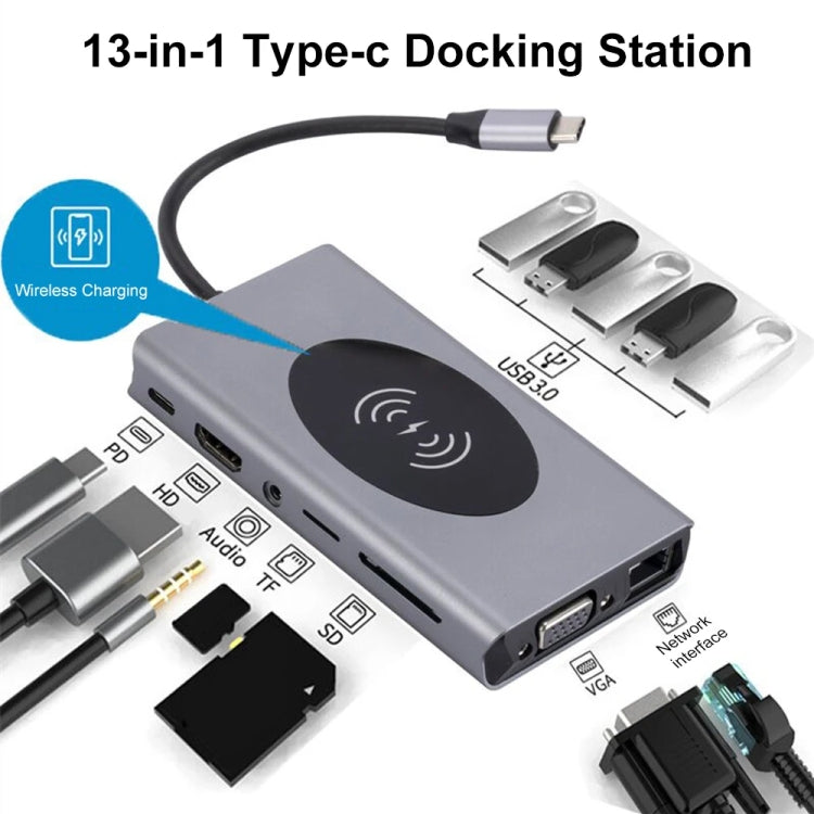 1093 13 in 1 USB HUB Type-C Docking Station with Wireless Charger Function - USB HUB by buy2fix | Online Shopping UK | buy2fix