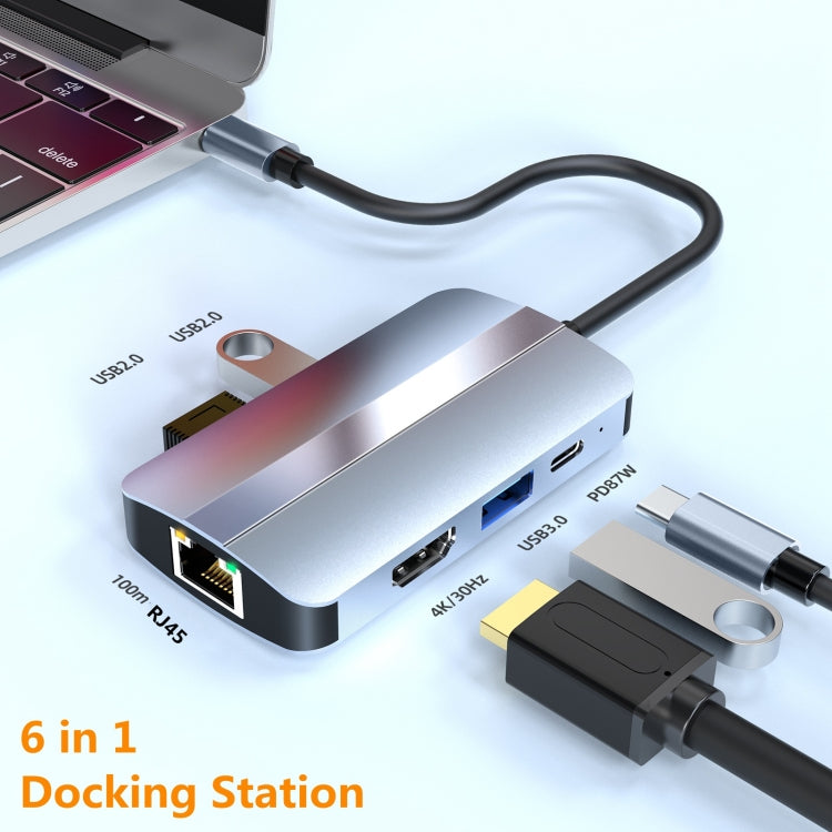 BYL-2203 6 in 1 USB-C / Type-C to USB Multifunctional Docking Station HUB Adapter - Computer & Networking by buy2fix | Online Shopping UK | buy2fix