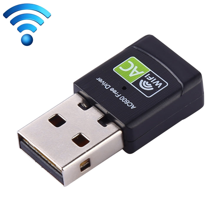 AC600Mbps 2.4GHz & 5GHz Dual Band USB 2.0 WiFi Free Drive Adapter External Network Card - USB Network Adapter by buy2fix | Online Shopping UK | buy2fix