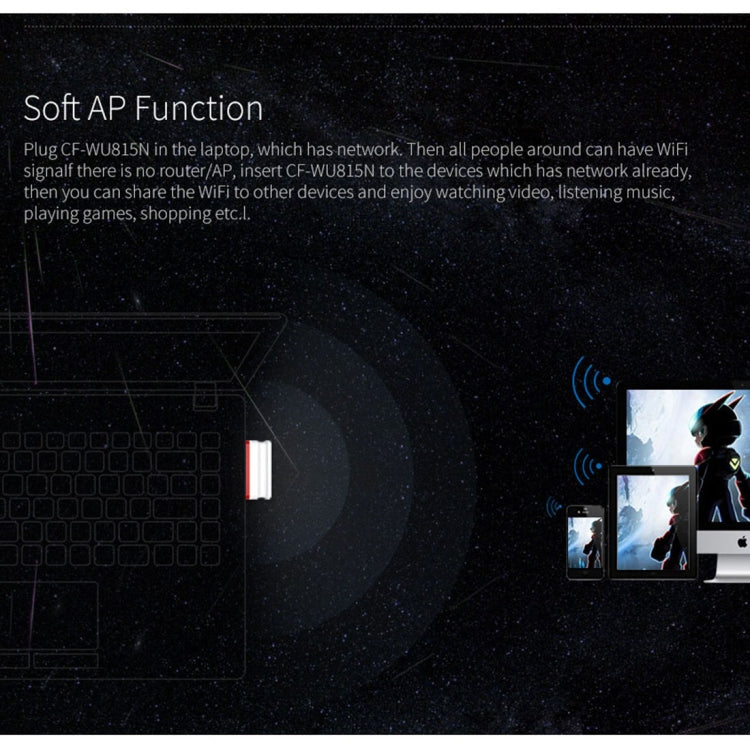 COMFAST CF-WU815N 150Mbps Mini Wireless USB 2.0 Free Driver WiFi Adapter External Network Card - USB Network Adapter by COMFAST | Online Shopping UK | buy2fix