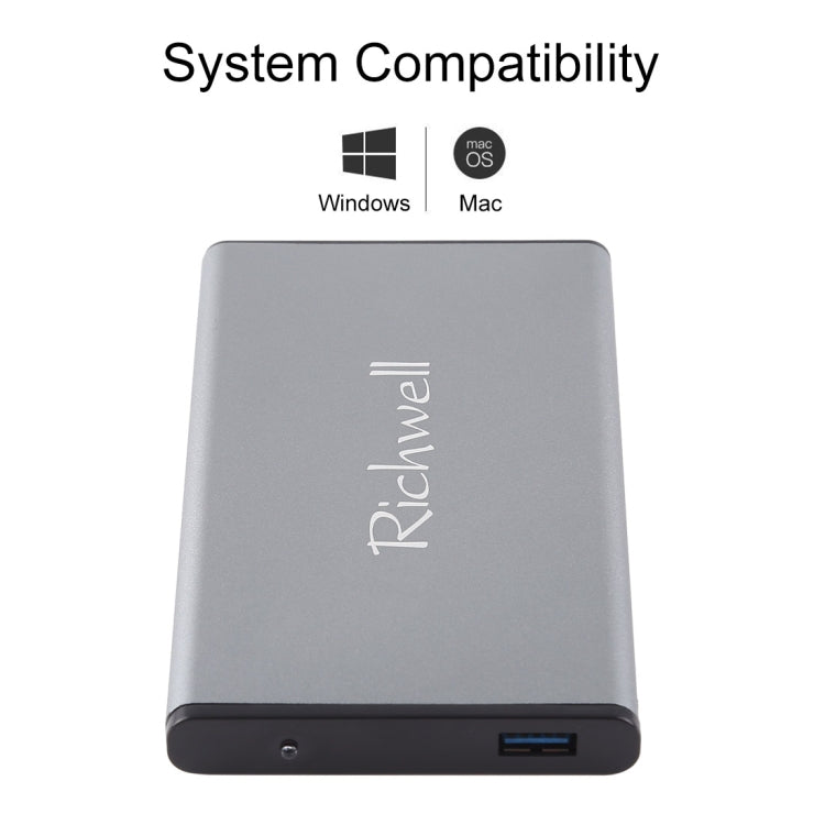 Richwell SATA R2-SATA-250GB 250GB 2.5 inch USB3.0 Super Speed Interface Mobile Hard Disk Drive(Grey) - External Hard Drives by Richwell | Online Shopping UK | buy2fix