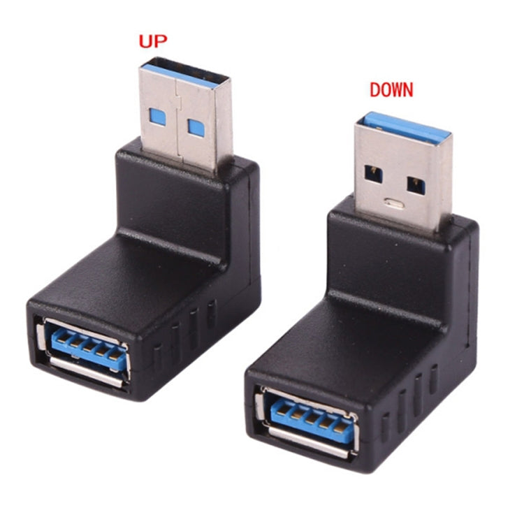 2 PCS L-Shaped USB 3.0 Male to Female 90 Degree Angle Plug Extension Cable Connector Converter Adapter (Black) - Computer & Networking by buy2fix | Online Shopping UK | buy2fix