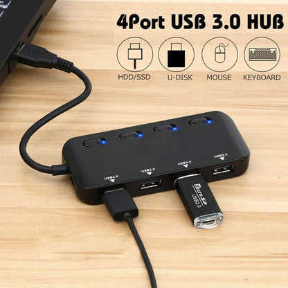 High Speed 4 x USB 3.0 to USB-C / Type-C HUB with Switch (Black) - Computer & Networking by buy2fix | Online Shopping UK | buy2fix