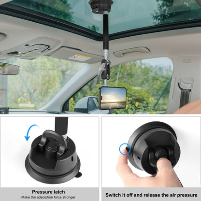 PULUZ Car Suction Cup Arm Mount Phone Tablet Magnetic Holder with Phone Clamp (Black) - Holder by PULUZ | Online Shopping UK | buy2fix