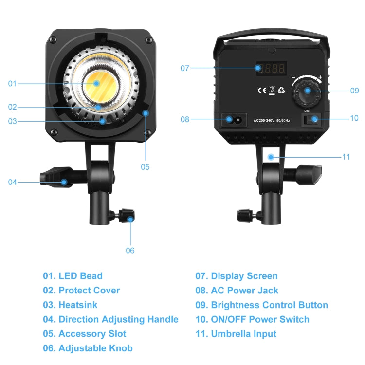 PULUZ 220V 120W Studio Video Light Dual Color Temperature Built-in Dissipate Heat System with Remote Control(EU Plug) - Shoe Mount Flashes by PULUZ | Online Shopping UK | buy2fix