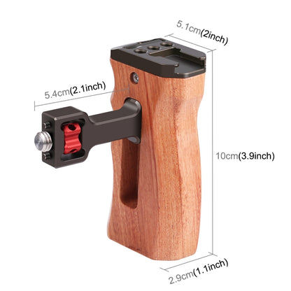 PULUZ 3/8 inch Screw Universal Camera Wooden Side Handle with Cold Shoe Mount for Camera Cage Stabilizer(Bronze) - Camera Stabilizer by PULUZ | Online Shopping UK | buy2fix