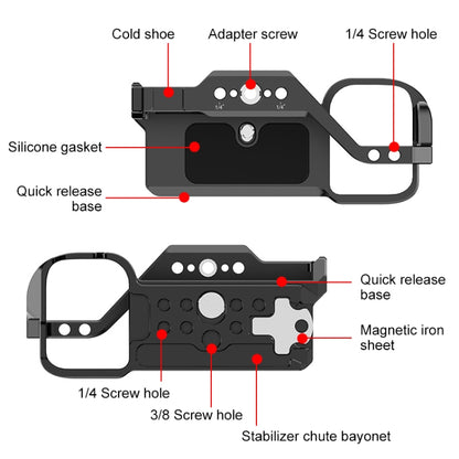 For Sony ZV-E1 PULUZ Aluminum Alloy Camera Cage Stabilizer (Black) - Camera Cage by PULUZ | Online Shopping UK | buy2fix